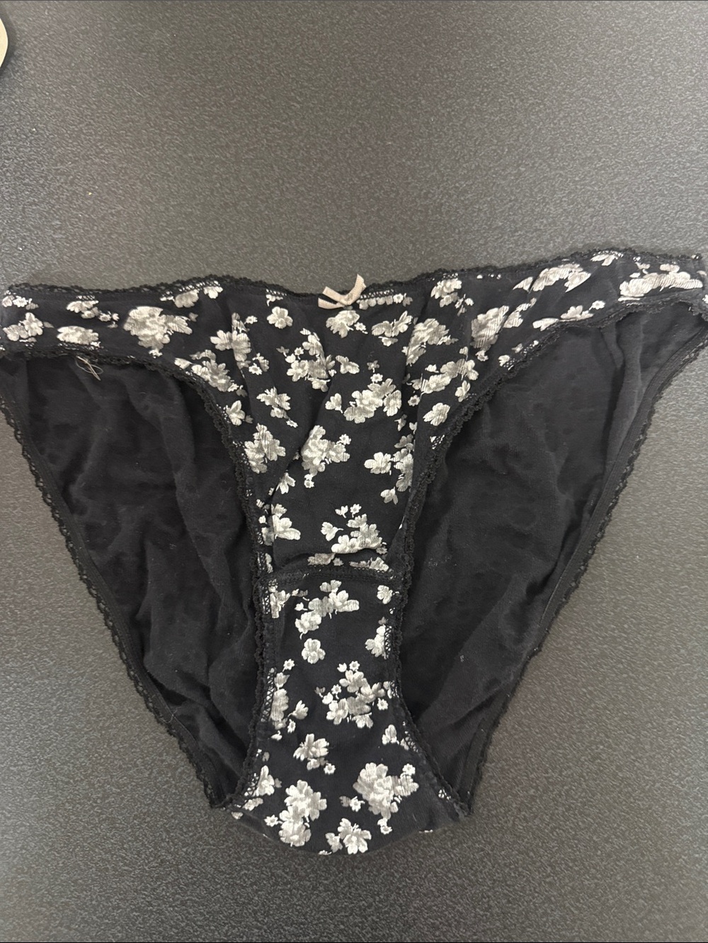 Black Floral Lace Trim Bikini Panty - Women Intimates - Picture 1 of 2